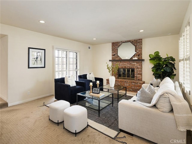 502 Washington St, El Segundo, CA 90245 - carpeted living area with plenty of natural light, recessed lighting, and a fireplace