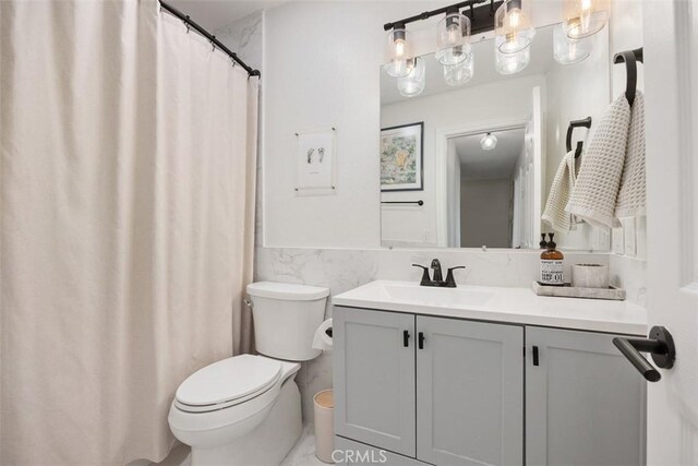 2811 Via Topacio, Carlsbad, CA 92010 - full bath featuring vanity, tile walls, and a shower with shower curtain