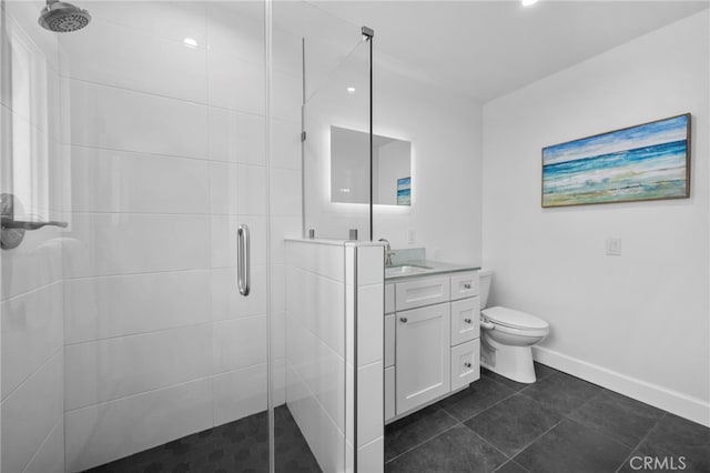 644 Kenoak Dr, Placentia, CA 92870 - full bathroom featuring a stall shower, vanity, and tile patterned flooring
