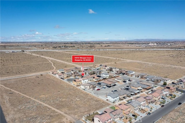 10757 Morgan Ct, Hesperia, CA 92345 - aerial view of property's location featuring nearby suburban area and rural landscape