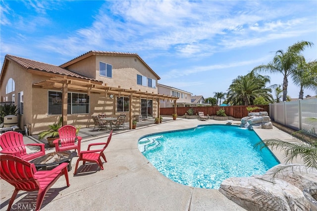 20865 Westbury Rd, Riverside, CA 92508 - view of swimming pool with a pergola, a patio area, and a fenced backyard