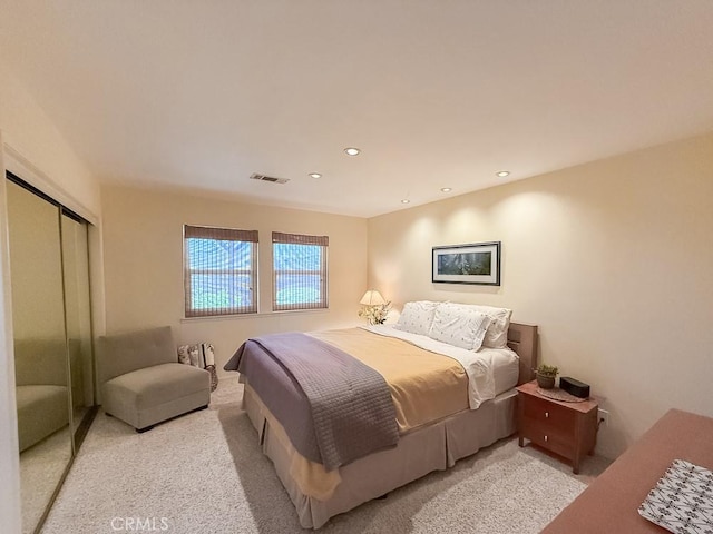 557 Lucerne St, Cayucos, CA 93430 - bedroom with light carpet, recessed lighting, and a closet