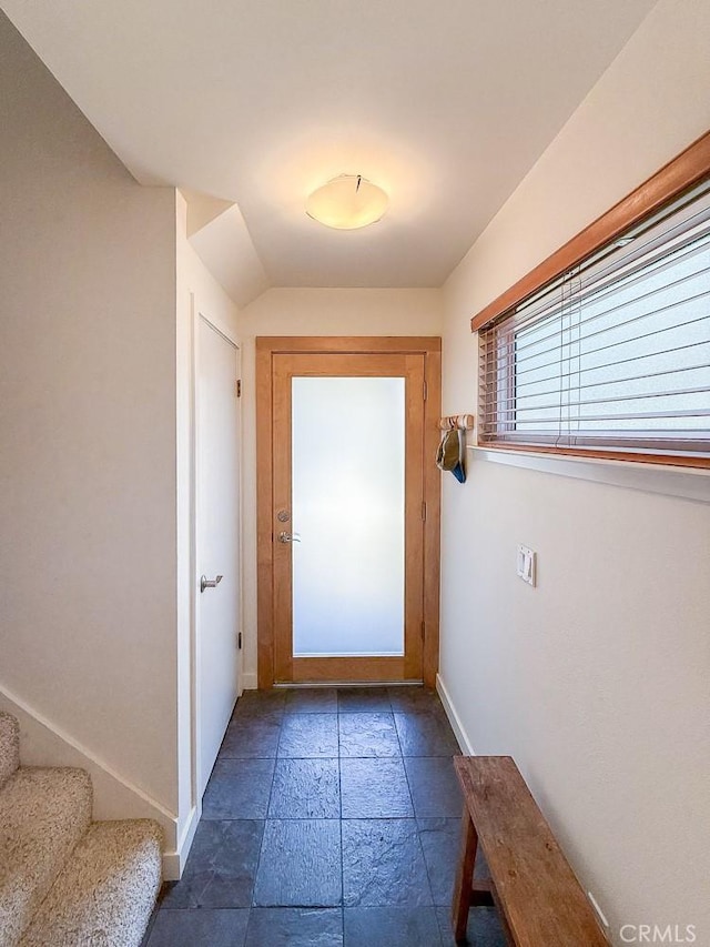 557 Lucerne St, Cayucos, CA 93430 - doorway featuring stone tile flooring and stairs