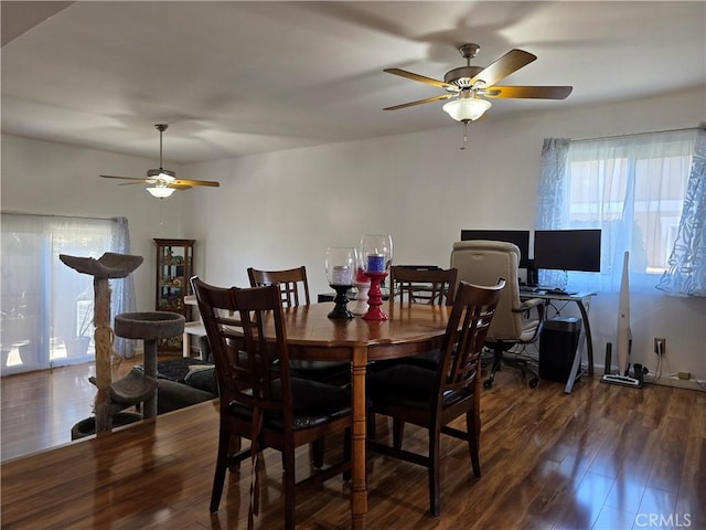 21602 Figueroa St Unit 25, Carson, CA 90745 - dining room with ceiling fan and wood finished floors