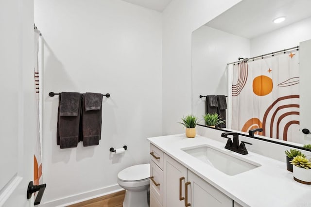 35188 Orchard Trl, Fallbrook, CA 92028 - full bathroom with vanity, wood finished floors, and a shower with shower curtain