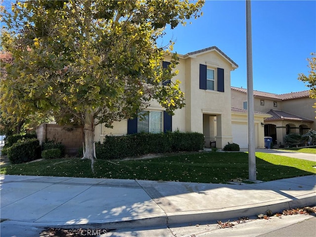 3642 Neola Way, Lancaster, CA 93536 - view of front of home featuring a tile roof, stucco siding, a front yard, and concrete driveway