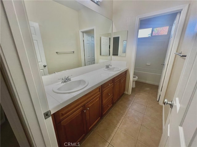 3642 Neola Way, Lancaster, CA 93536 - bathroom with double vanity and tile patterned floors
