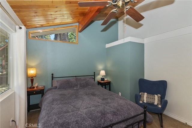 31449 Onacrest Dr, Running Springs, CA 92382 - bedroom with wooden ceiling and a ceiling fan