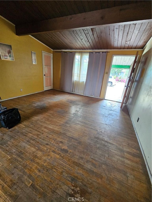 8423 Mammoth Ave, Panorama City, CA 91402 - unfurnished living room featuring wooden ceiling and hardwood / wood-style flooring