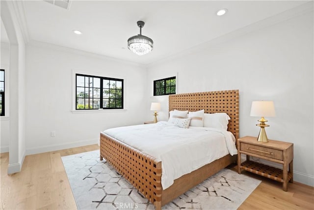 1935 S 6th Ave, Arcadia, CA 91006 - bedroom featuring ornamental molding, light wood-style floors, and recessed lighting