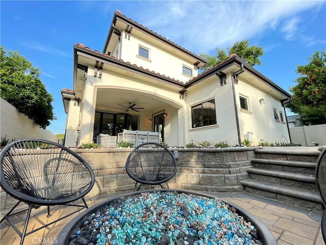 1935 S 6th Ave, Arcadia, CA 91006 - rear view of house with stucco siding and a ceiling fan