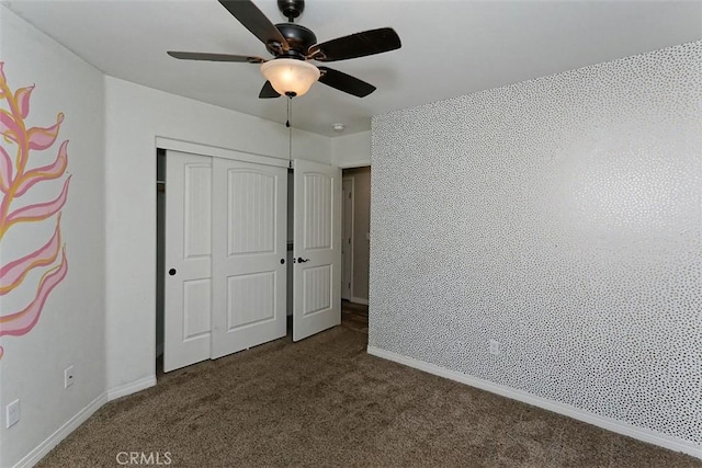 12745 Autumn Leaves Ave, Victorville, CA 92395 - unfurnished bedroom featuring carpet floors, a closet, and a ceiling fan