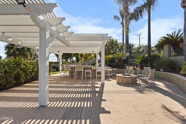 590 Alosta Dr, Camarillo, CA 93010 - view of patio / terrace featuring a fire pit and a pergola