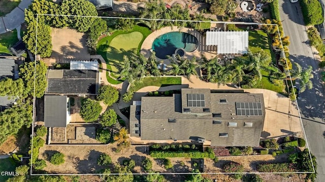 590 Alosta Dr, Camarillo, CA 93010 - aerial view of property's location featuring property boundaries highlighted and a pool area