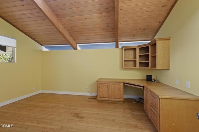 590 Alosta Dr, Camarillo, CA 93010 - unfurnished office with wooden ceiling, built in study area, and light wood-style flooring