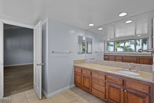 590 Alosta Dr, Camarillo, CA 93010 - bathroom featuring vanity, tile patterned flooring, and recessed lighting