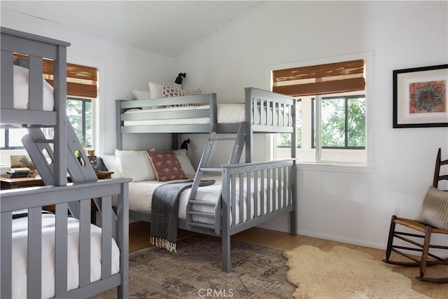 2000 Baldwin Lake Rd, Big Bear City, CA 92314 - bedroom featuring lofted ceiling and baseboards