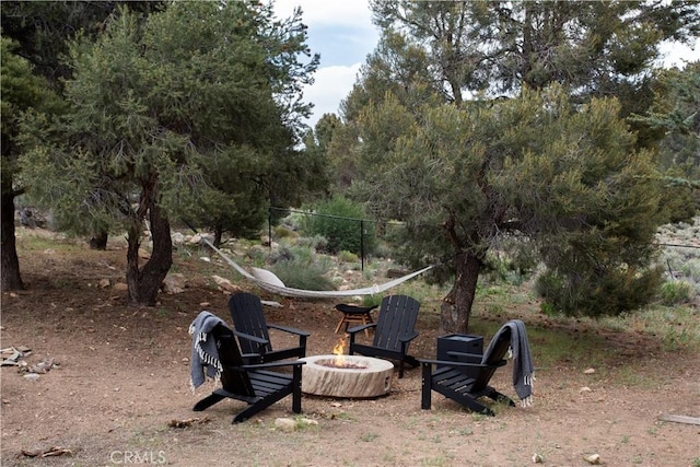 2000 Baldwin Lake Rd, Big Bear City, CA 92314 - view of yard featuring a fire pit
