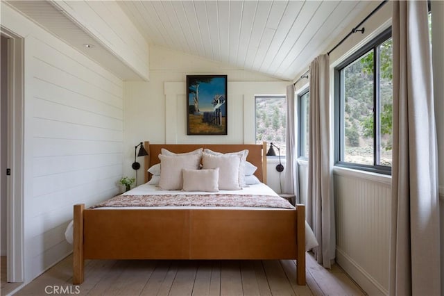 2000 Baldwin Lake Rd, Big Bear City, CA 92314 - bedroom featuring lofted ceiling, light wood-style floors, and wooden ceiling