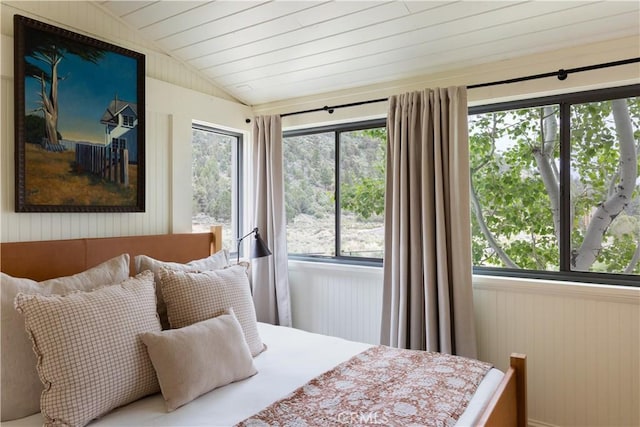 2000 Baldwin Lake Rd, Big Bear City, CA 92314 - bedroom with vaulted ceiling and wood walls