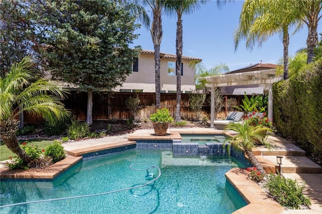 42355 Mountain View Ct, Murrieta, CA 92562 - view of swimming pool with a pergola and a pool with connected hot tub