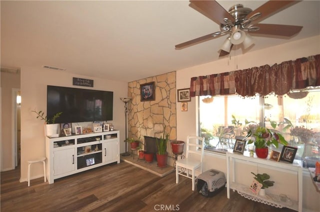 27958 Foxfire St, Menifee, CA 92586 - living room with a ceiling fan and wood finished floors