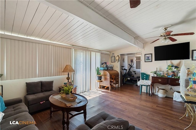 5 Dunlap, Bakersfield, CA 93309 - living room featuring a ceiling fan, wood finished floors, and wood ceiling