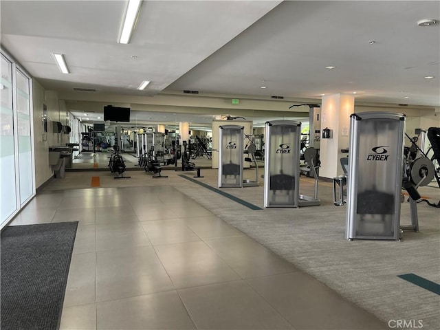 1234 Wilshire Blvd Unit 127, Los Angeles, CA 90017 - workout area with tile patterned floors and carpet floors