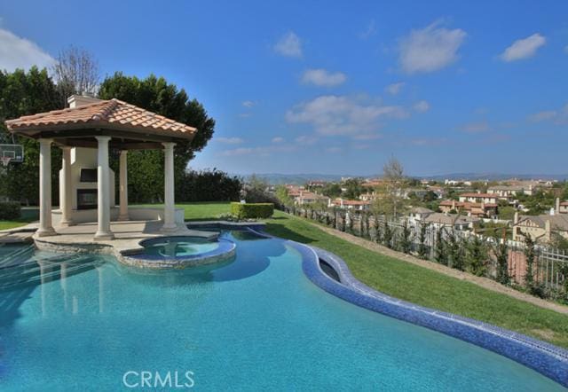 25471 Prado De Oro, Calabasas, CA 91302 - view of swimming pool featuring a gazebo and a pool with connected hot tub
