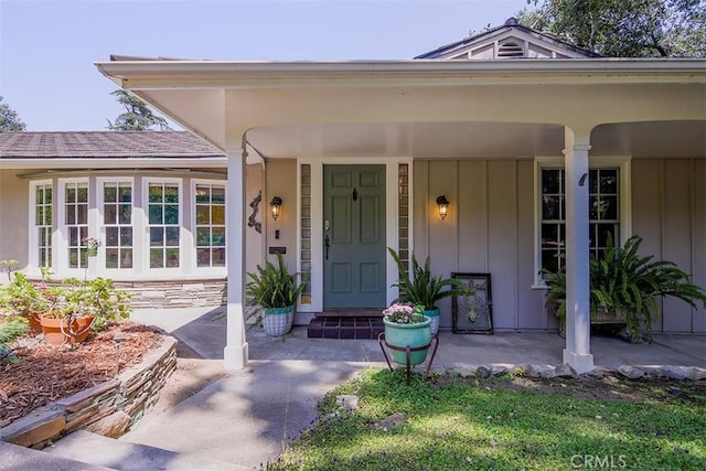 2450 Hermosita Dr, Glendale, CA 91208 - view of exterior entry featuring board and batten siding