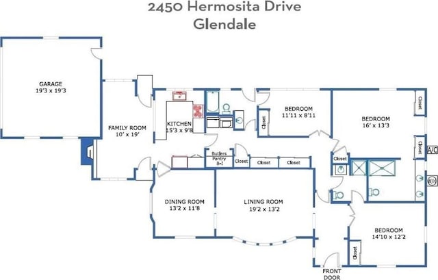 2450 Hermosita Dr, Glendale, CA 91208 - view of floor plan / room layout