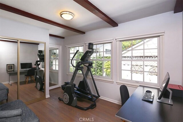 2450 Hermosita Dr, Glendale, CA 91208 - workout area with dark wood finished floors