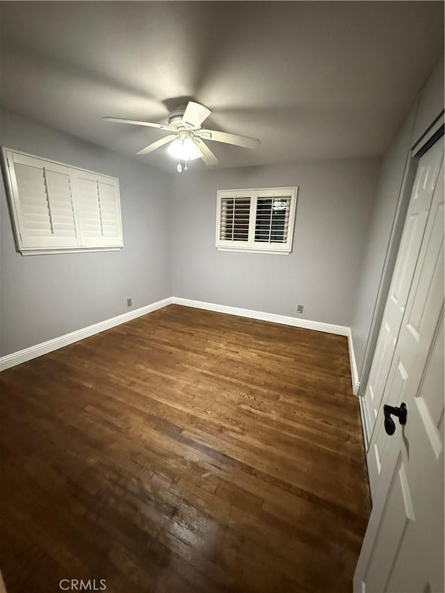 4561 Mimosa Dr, Yorba Linda, CA 92886 - unfurnished bedroom with dark wood-type flooring, a closet, and ceiling fan