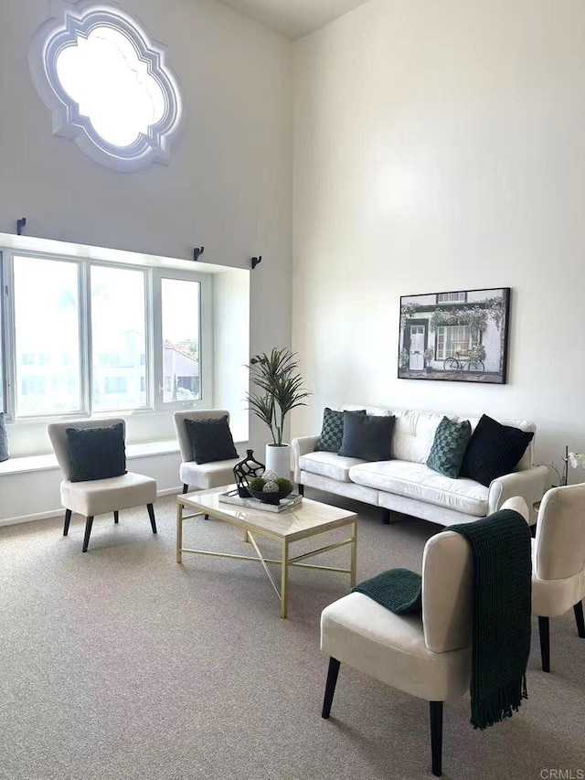 3998 Nobel Dr Unit 302, San Diego, CA 92122 - living area featuring carpet flooring and a towering ceiling