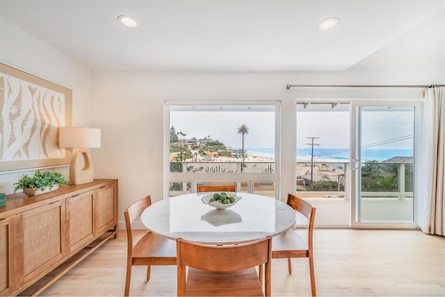 231 5th St, Encinitas, CA 92024 - dining area featuring light wood-style floors, healthy amount of natural light, and recessed lighting