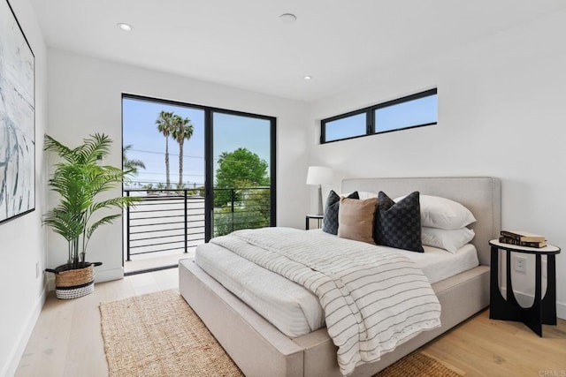 2052 Montgomery Ave, Cardiff By The Sea, CA 92007 - bedroom featuring access to outside, light wood-style flooring, and recessed lighting