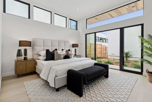 2052 Montgomery Ave, Cardiff By The Sea, CA 92007 - bedroom featuring access to outside, light wood-style floors, and recessed lighting