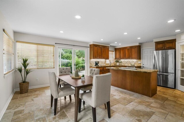915 Lake Ridge Dr, San Marcos, CA 92078 - dining room featuring stone tile flooring and recessed lighting