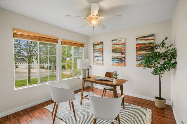 915 Lake Ridge Dr, San Marcos, CA 92078 - home office with wood finished floors and ceiling fan