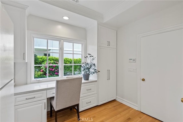 7 Belmont, Newport Beach, CA 92660 - office space featuring built in study area, light wood-style flooring, and ornamental molding