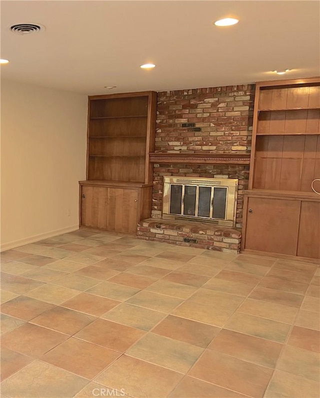 4781 Kona Kove Way, Yorba Linda, CA 92886 - unfurnished living room with a fireplace, recessed lighting, and light tile patterned floors
