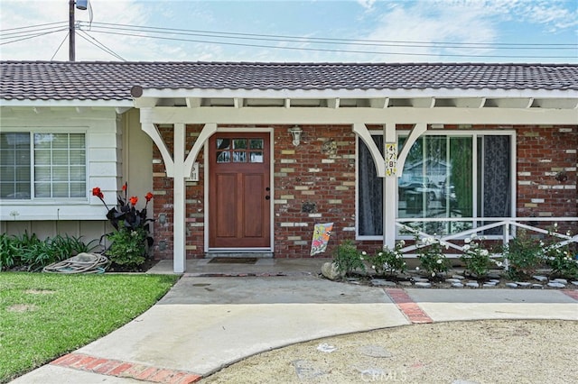 4781 Kona Kove Way, Yorba Linda, CA 92886 - property entrance featuring brick siding and a tiled roof