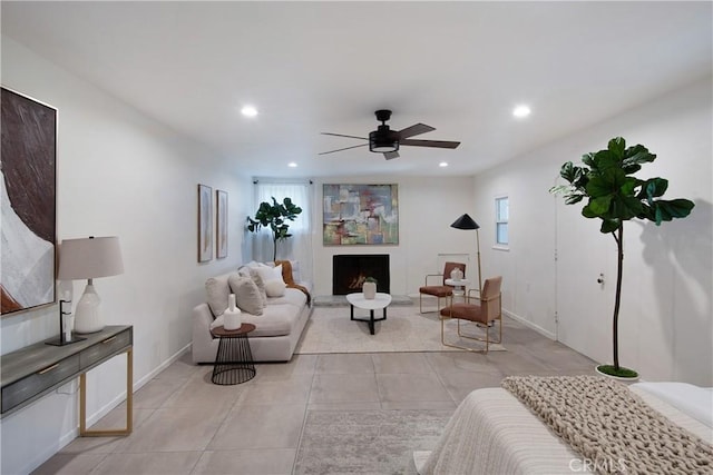 2982 Edgewick Rd, Glendale, CA 91206 - bedroom with recessed lighting, light tile patterned floors, and a fireplace with raised hearth