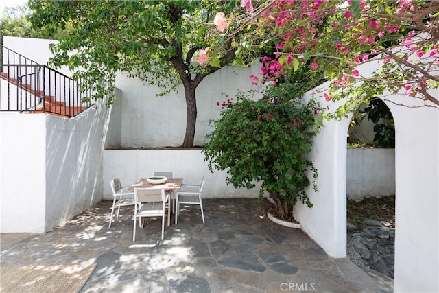 2982 Edgewick Rd, Glendale, CA 91206 - view of patio / terrace featuring outdoor dining space and stairs