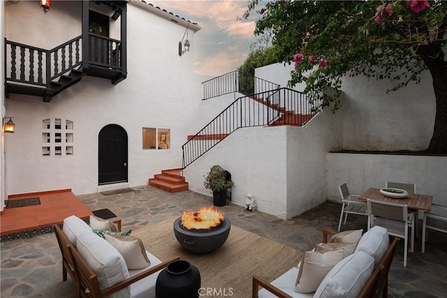 2982 Edgewick Rd, Glendale, CA 91206 - patio / terrace featuring stairway, an outdoor living space with a fire pit, and a patio