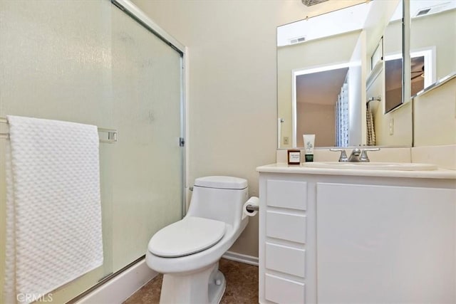 6807 Wilding Pl, Riverside, CA 92506 - bathroom with a shower stall, vanity, and tile patterned flooring
