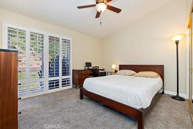 6807 Wilding Pl, Riverside, CA 92506 - bedroom featuring carpet, vaulted ceiling, and ceiling fan