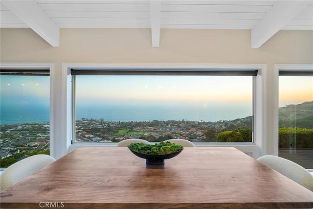 32131 Sea Island Dr, Dana Point, CA 92629 - dining area featuring beamed ceiling