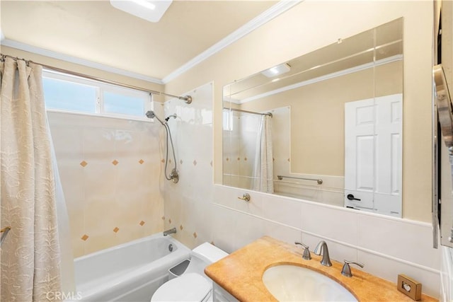 1707 Gay Park Way, Hacienda Heights, CA 91745 - full bathroom featuring shower / tub combo, vanity, and ornamental molding