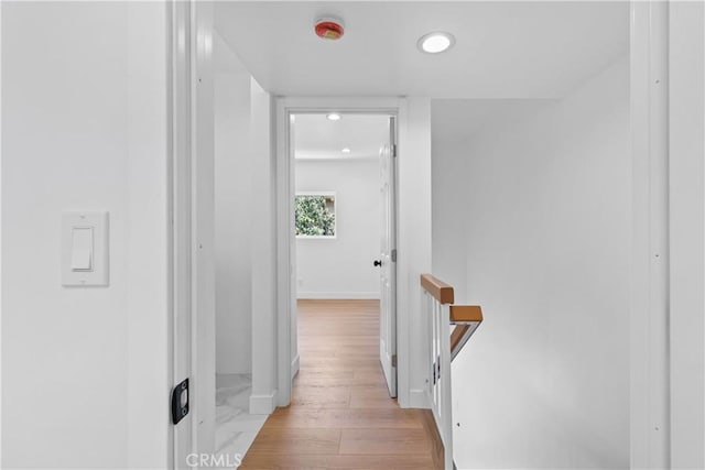 9019 Cedros Ave Unit 2, Panorama City, CA 91402 - corridor with recessed lighting, an upstairs landing, and light wood-style flooring